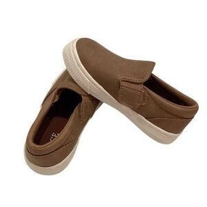 Children's Place Toddler Faux Leather Brown Slip-On Sneakers - size 8